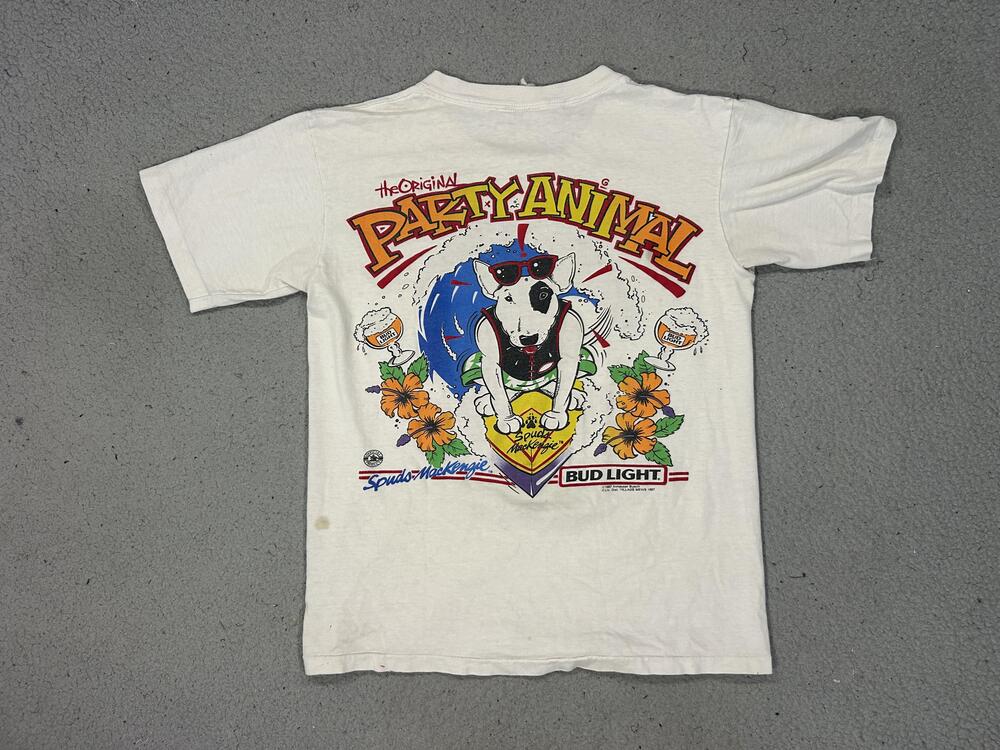 Vintage Spuds Mackenzie Bud Light Shirt Mens Medium White Party Animal 1987 80s